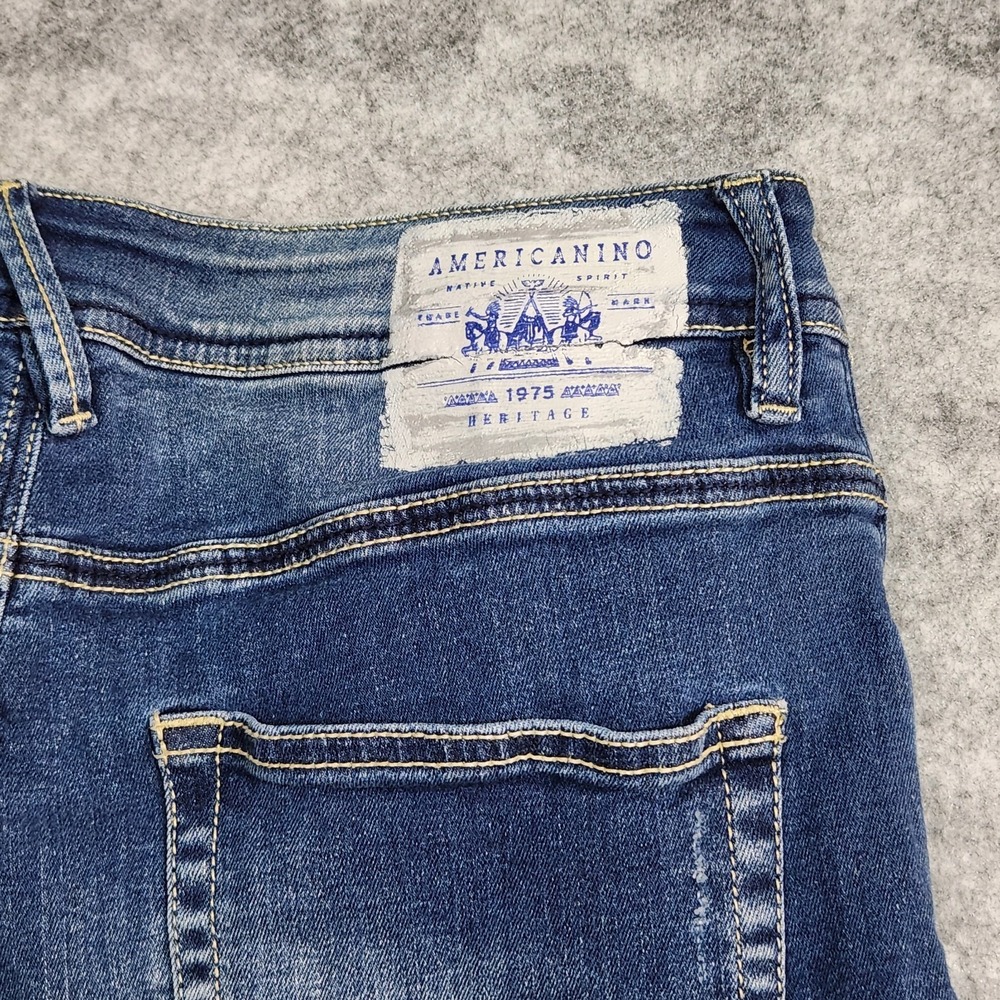 Americanino Jeans Mens 34x27  Missouri Blue Distressed Regular Straight‎